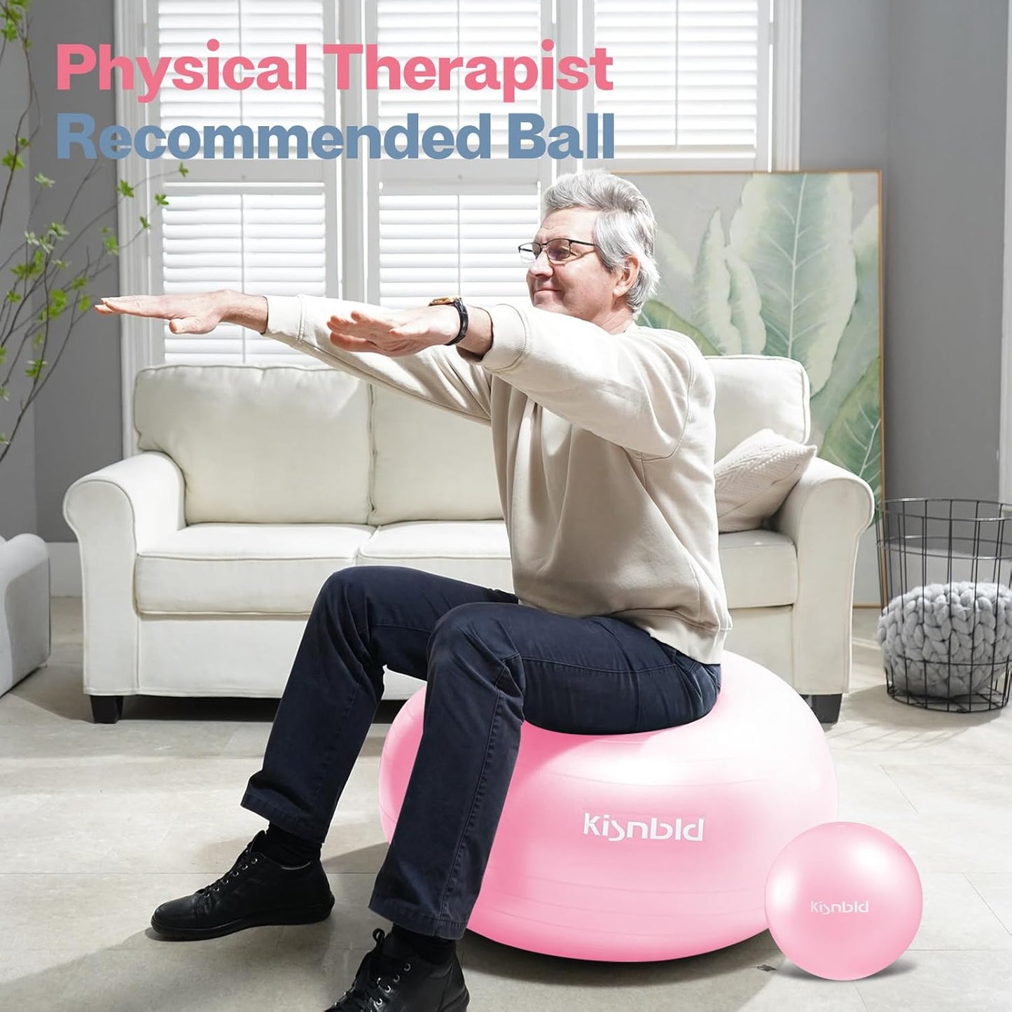 Exercise Ball - Extra Thick Anti-Burst Yoga Ball for Stability | 4 Sizes Available for Home, Gym & Office Use