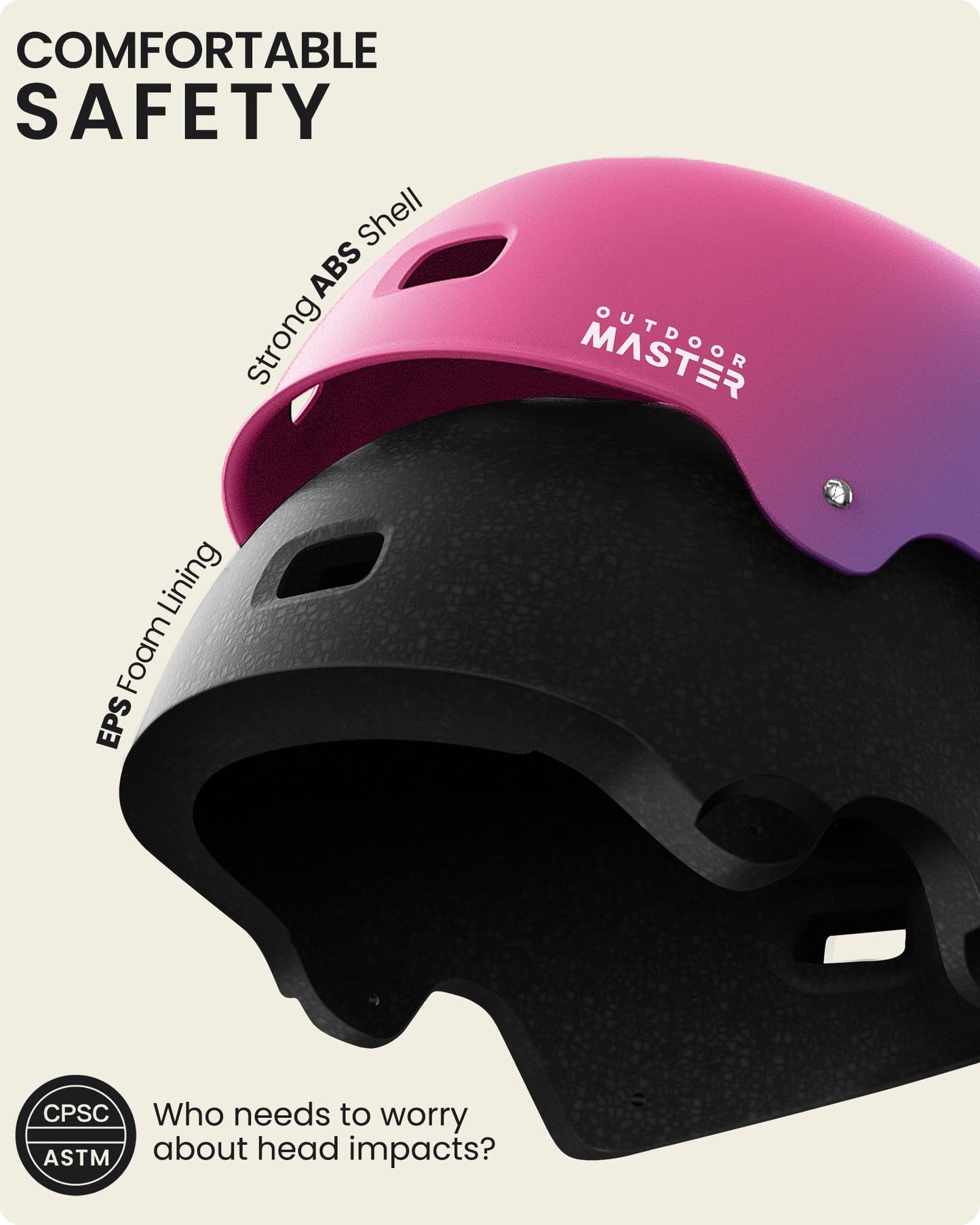 OutdoorMaster Skateboard Cycling Helmet - Two Removable Liners Ventilation Multi-Sport Scooter Roller Skate Inline Skating for Kids, Youth & Adults - S - Sorbet