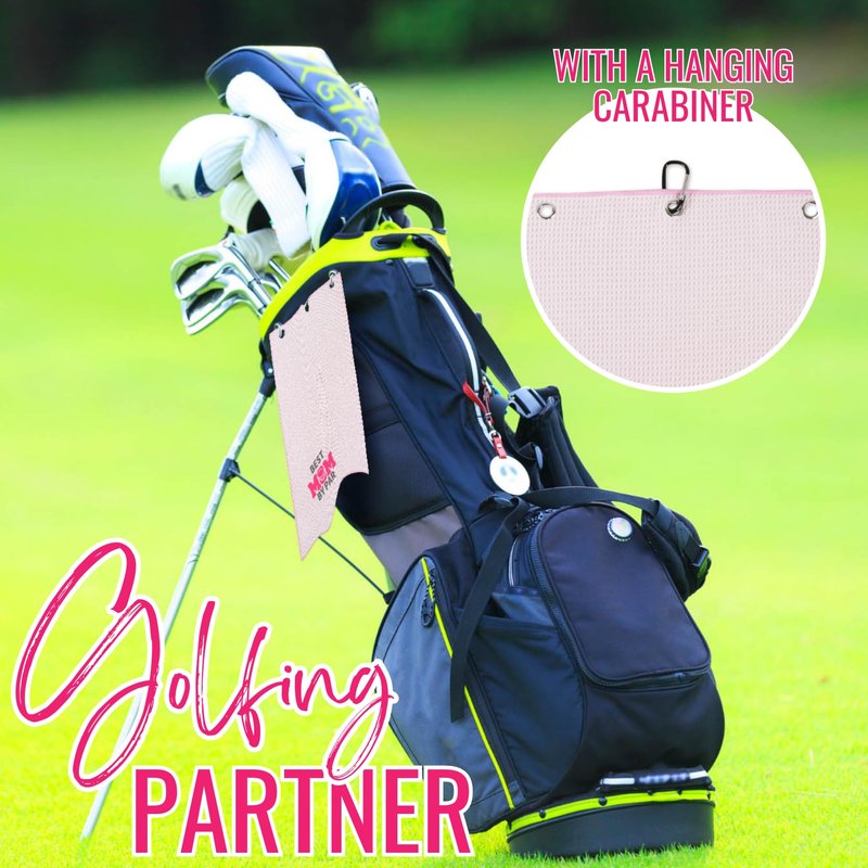 CybGene Mom Golf Towels, Mom Gifts Golf Accessory for Golf Bags, Golf Gifts for Women, Retirement, Birthday, Christmas, 16”x 24” Microfiber Golf Towel