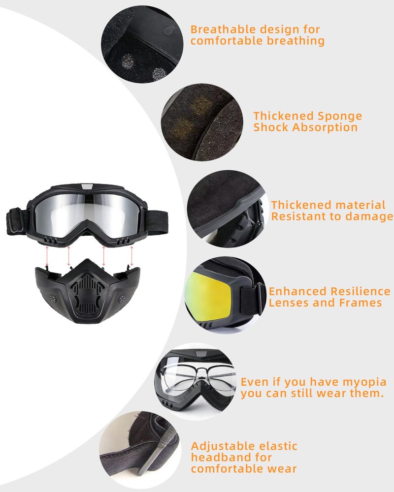 YUNGLIDE Paintball Goggles Airsoft Goggles Tactical Gear Suitable Paintball Shooting Skiing Cycling Goggles Full Face Mask(Clear)