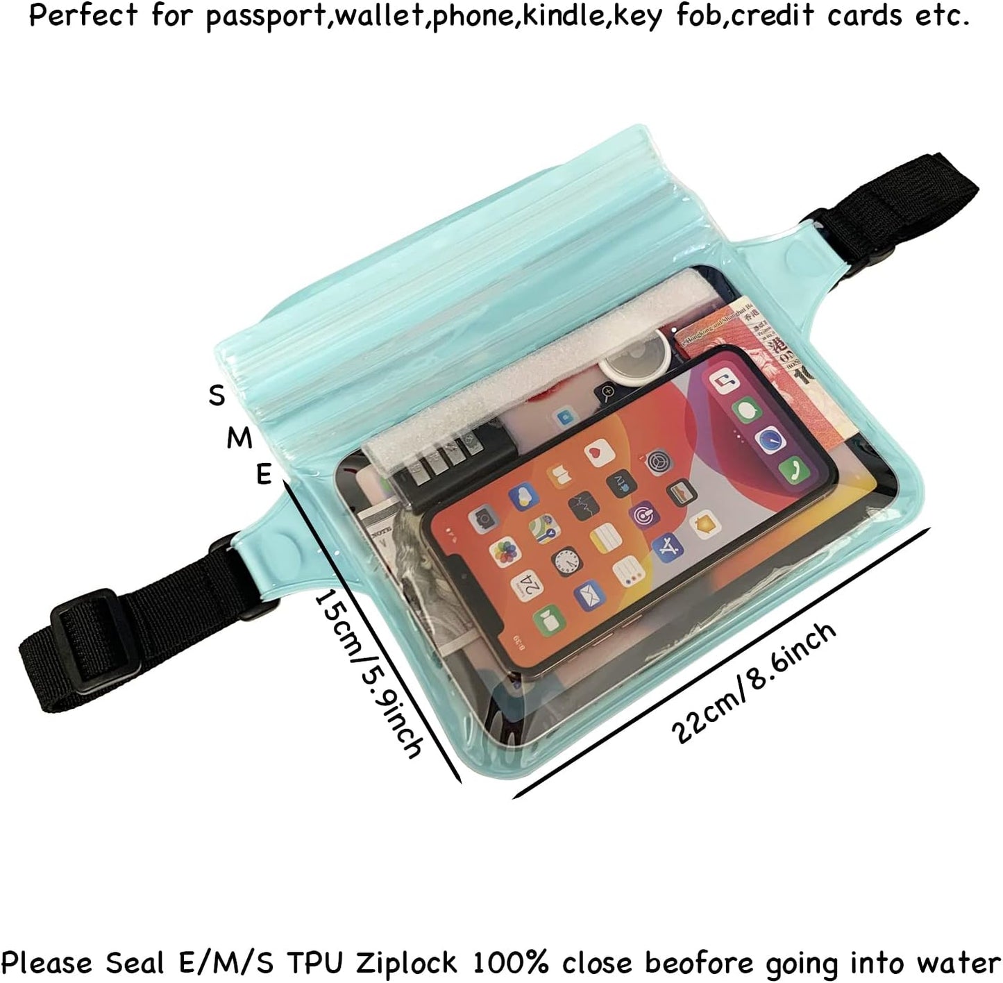 Waterproof Waist Pouch - Dry Belt Bag Fanny Pack for Keys, Wallet & Phone | Light Green
