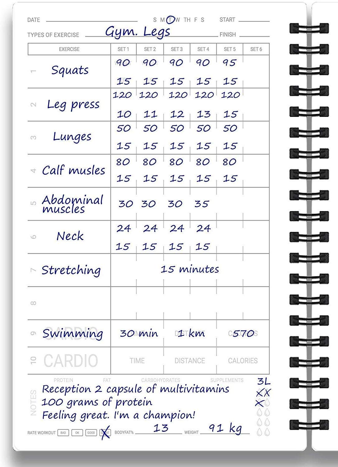 Fitness Log Book & Workout Planner - Designed by Experts Gym Notebook, Workout Tracker, Exercise Journal for Men Women