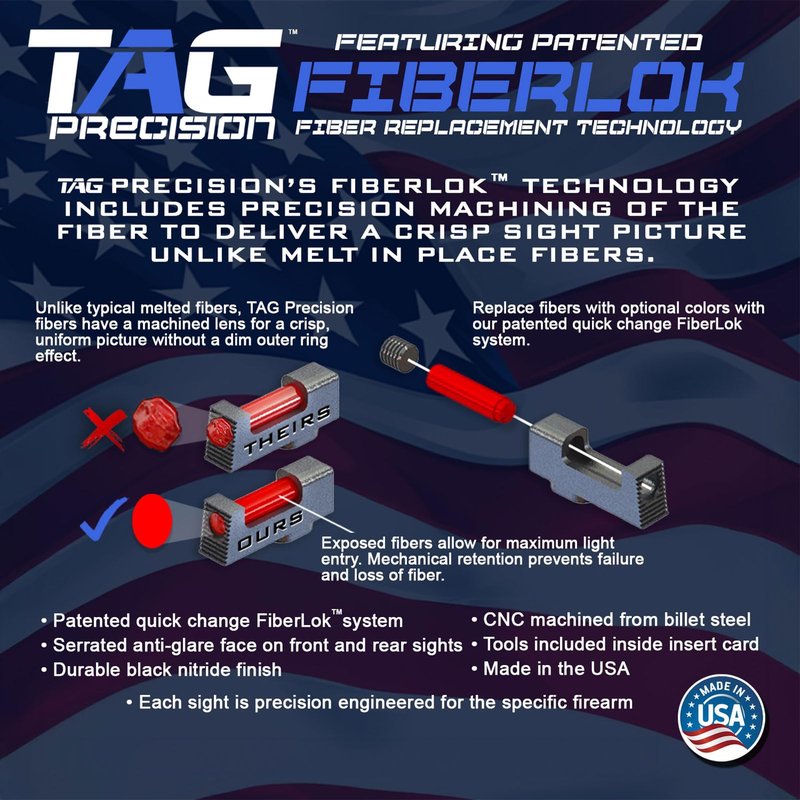 TAG PRECISION Tactical Gun Sights Compatible with SIG P365 | Shooting Accessories CNC-Machined Billet Steel Nitride Coated Front & Rear Handgun Sights | Full Fiber (TSF)