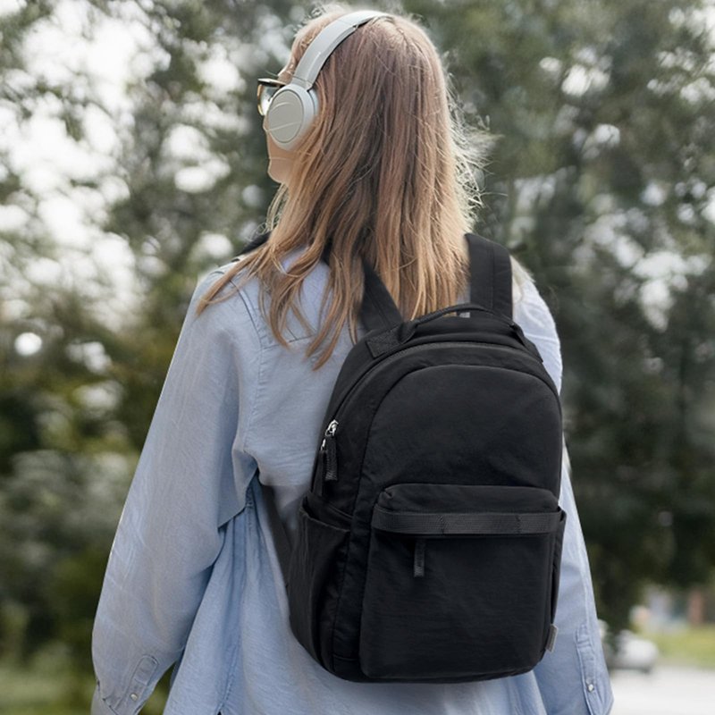 G4Free Small Nylon Backpack for Women Men, Lightweight Bookbag Backpack Daypack for Travel Work School Hiking, Black