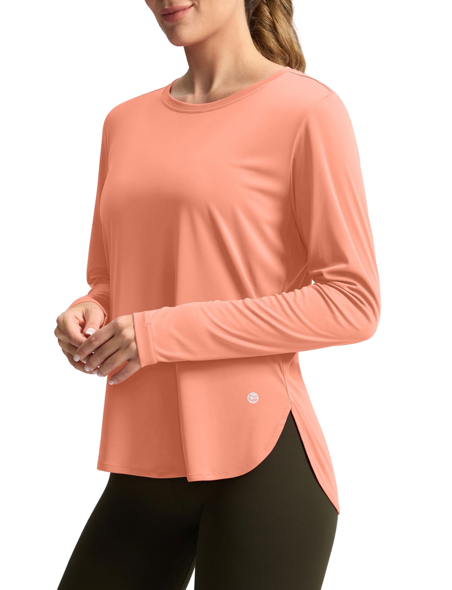 Women's Sun Shirts UPF 50+ Long Sleeve UV Protection Shirt Lightweight Quick Dry Workout Hiking Tops for Women(Orange,XL)