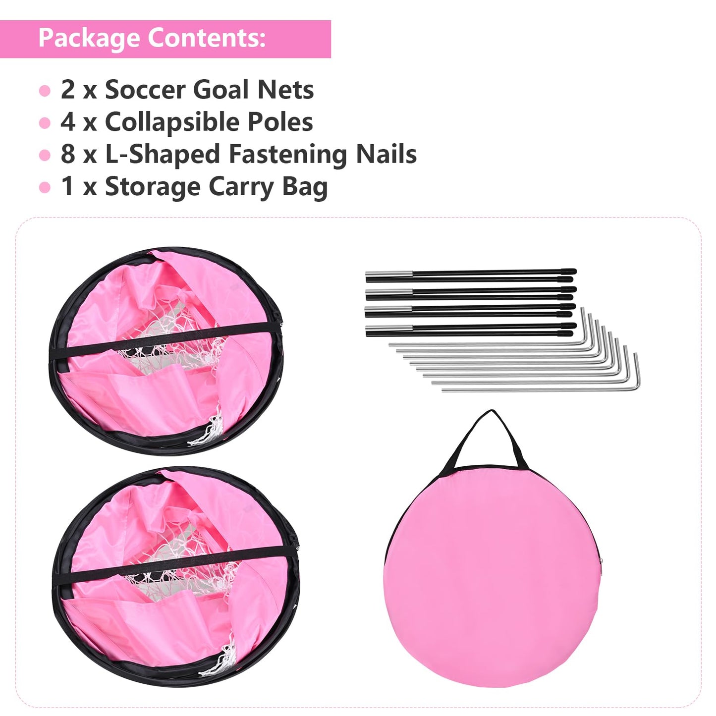 NOVAEST Pop Up Soccer Goals, Kids Soccer Goals for Backyard, Helps Improve Physical Fitness, 2 Packs, Easy Setup, Gift Idea