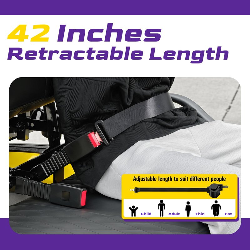 4PCS Golf Cart Seat Belt Kit, 42" Retractable Golf Cart Seat Lap Belt Non-Slip, Soft Padding, One Click Fastening, Universal Front and Rear Golf Cart Seat Belts for Club Car EZGO YAMAHA UTV ATV