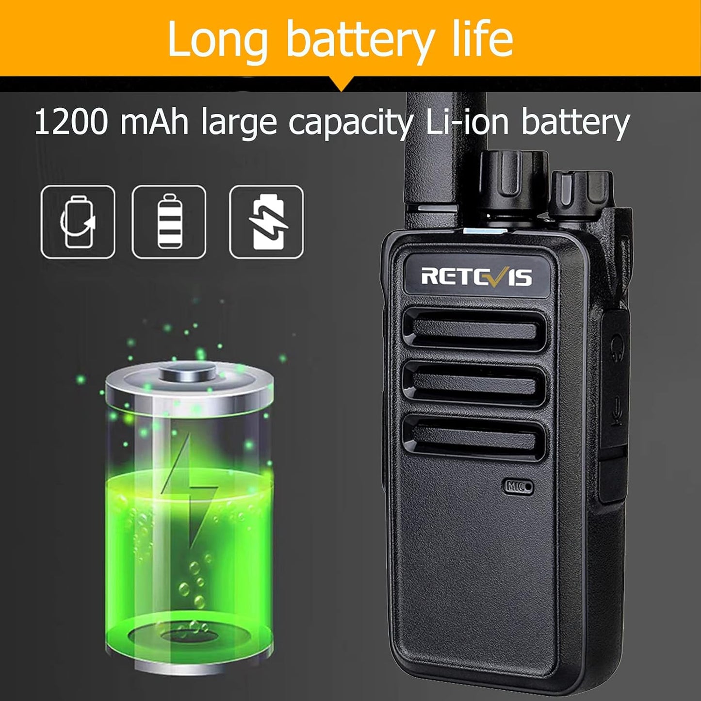 Retevis RT68 Walkie Talkies - Long Range 2-Way Radios for Adults | Rechargeable 1200mAh Battery, Portable (4 Pack)
