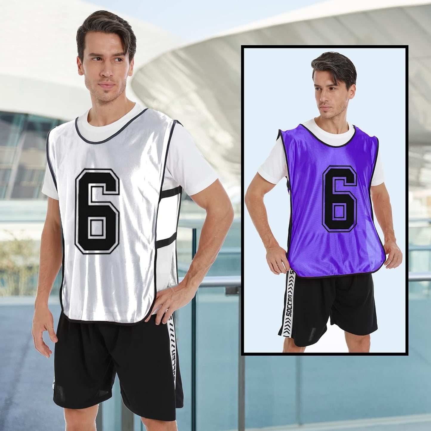 Numbered Sports Pinnies - Practice Vests for Soccer & Basketball | Set of 12 for Youth & Adults