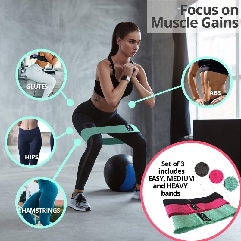 Limm Resistance Bands for Legs and Butt - Booty Hip Bands for Working Out - Fitness Loops to Activate Thighs, Glutes and Core - Premium Elastic Non-Slip Cotton Fabric