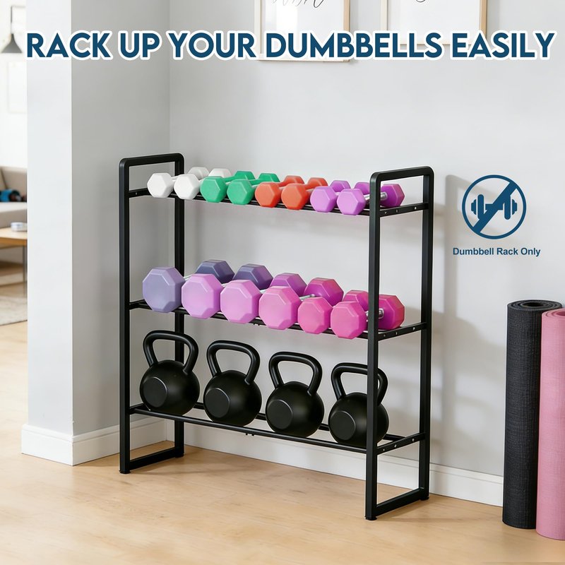 LOFTEY 3 Tier Dumbbell Rack, Weight Rack for Home Gym Dumbbells, 330 Lbs Capacity Weight Holder, Dumbbell Rack Stand Only