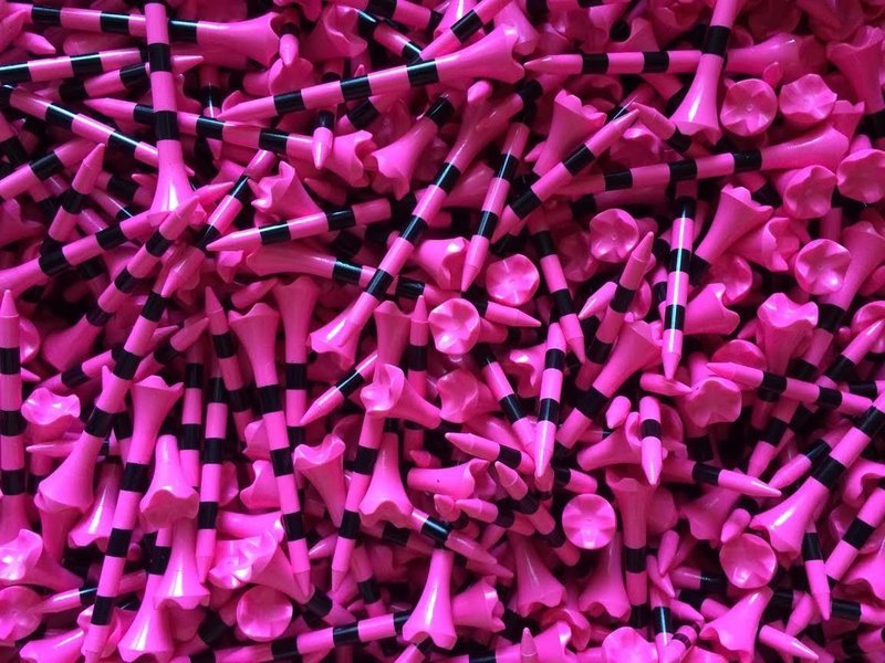 Pride Golf Tee Performance Plastic Golf Tees - 100 Count, 2-3/4 Inch - Citrus Pink - Striped for Consistency