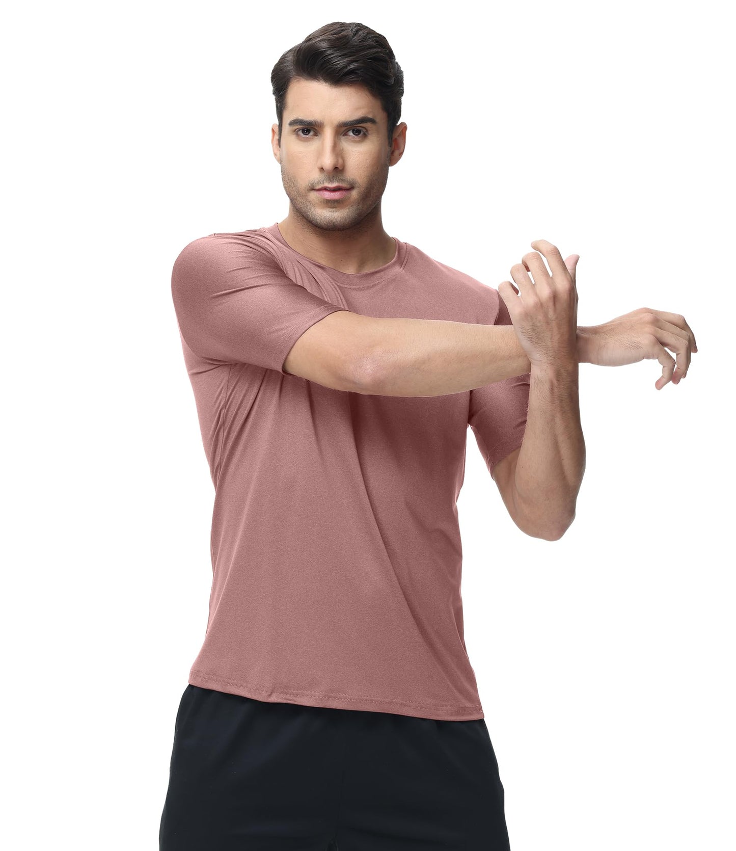 Kinglaman 6 Pack Mens Quick Dry Short Sleeve Shirts Moisture Wicking Sun Protection UV UPF SPF Workout T-Shirt 1 Black 1 Gray 1 Heather Gray 1 Blue 1 Red 1 Green Large