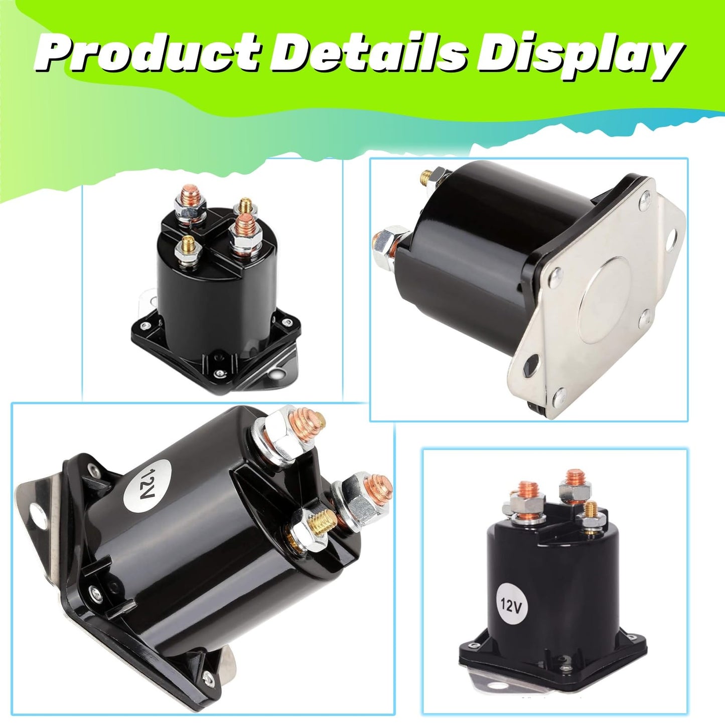 GFHUREB 1013609 12V Golf Cart Solenoid for 1984-up Club Car DS and 2004-up Club Car Precedent Gas Golf carts,Replace OEM 1013609、1117 、1012275、435-154、LPL6003