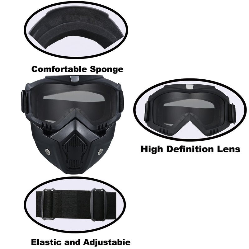 Paintball Mask Anti Fog, Full Face Tactical Mask Goggles Detachable for Motorcycle Cycling Skiing Halloween CS Game Cosplay (Black)