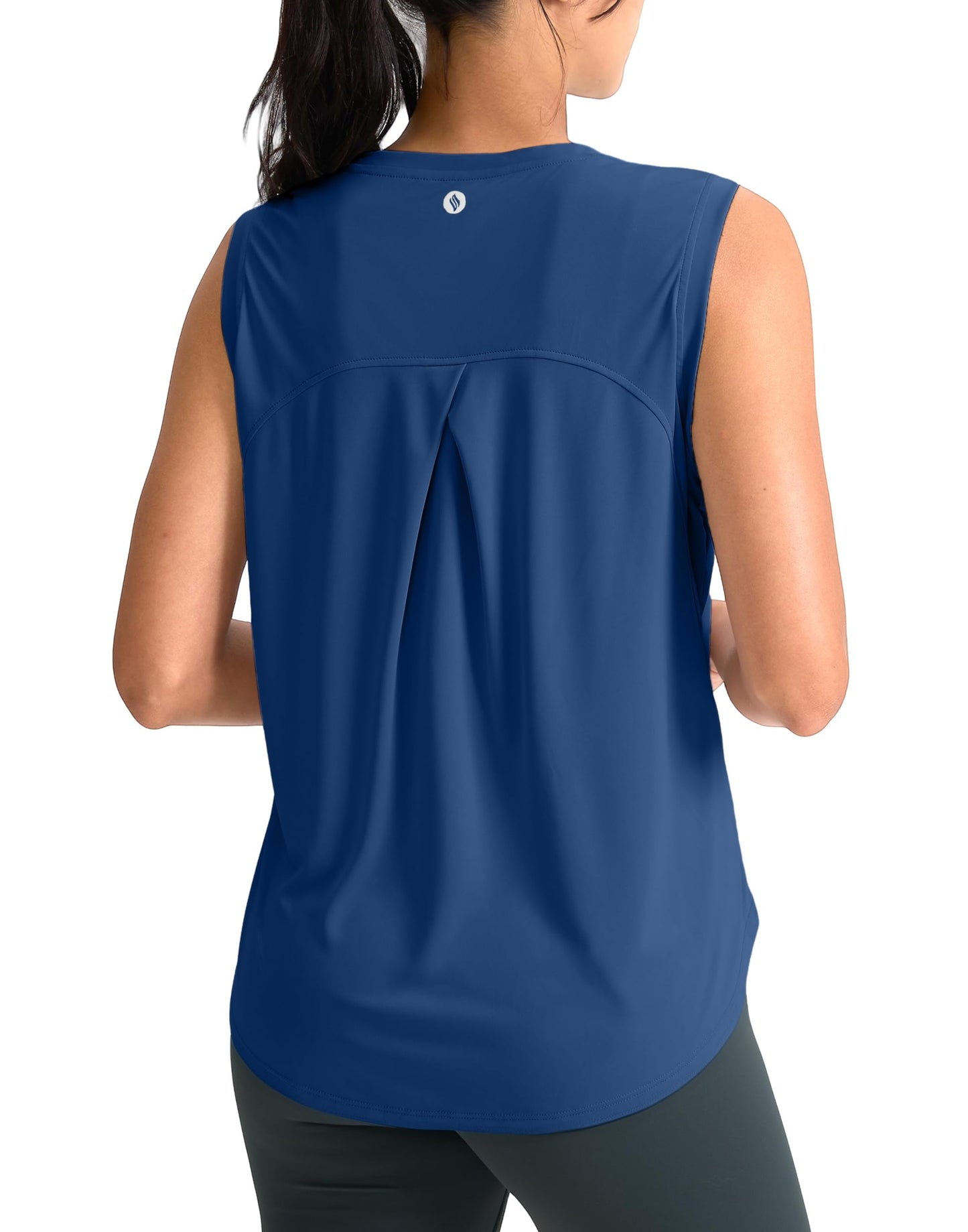 SANTINY Women's Sleeveless Workout Tops Breathable Lightweight Active Tennis Yoga Shirts Athletic Running Tank Tops for Women (Blue_XS)