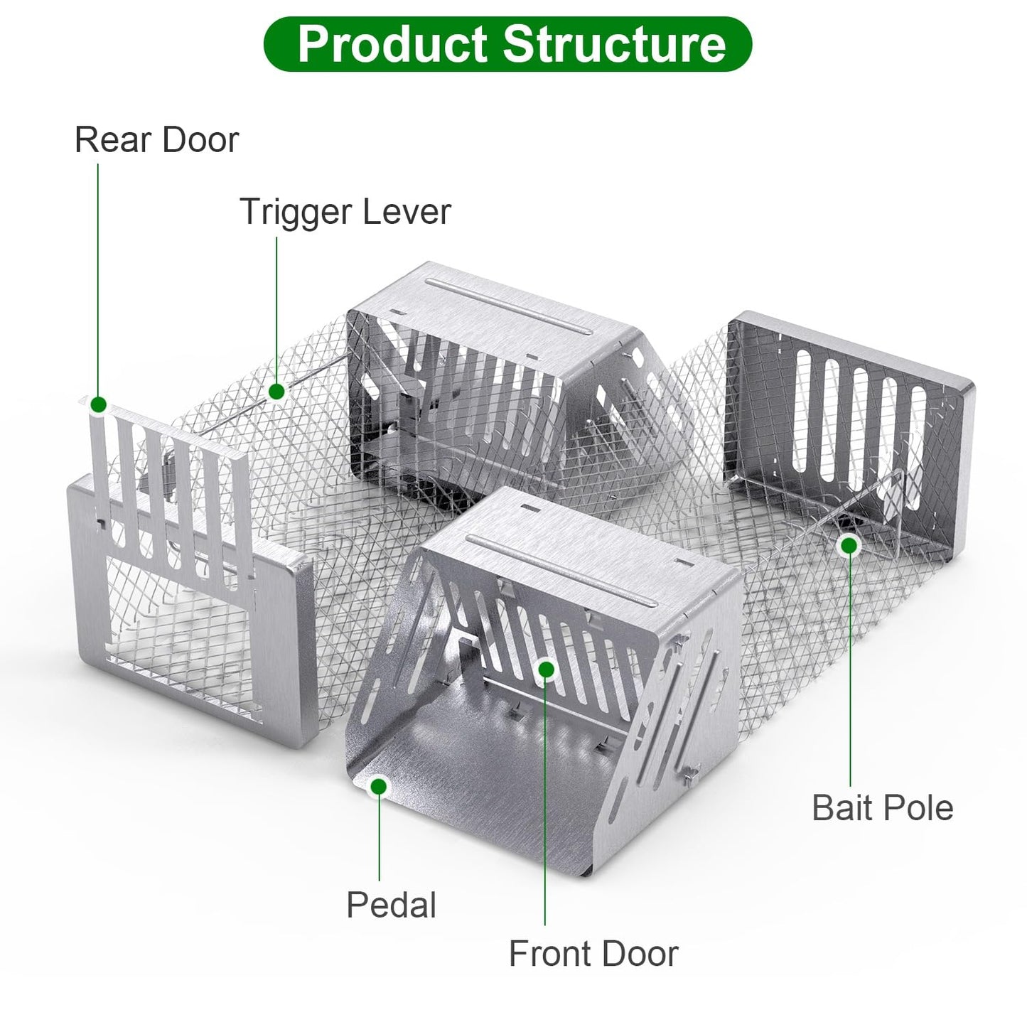 Humane Live Animal Cage Trap, Automatic Continuous Live Animal Cage Trap that Work for Indoor/Outdoor,Easy to Catch & Releasefor Mice,Voles,Small Rodents,Reusable Live Trap Cage,Galvanized Iron