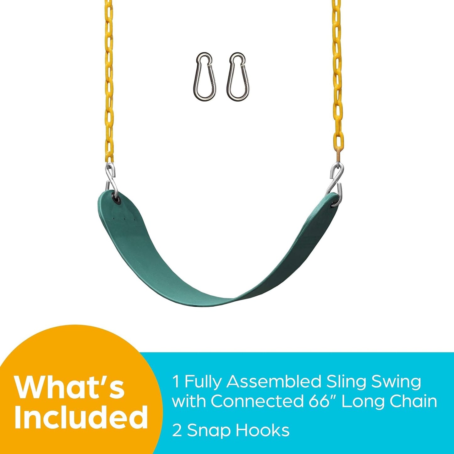 Jungle Gym Kingdom Swing Seat Replacement Kit - Heavy Duty Chains for Outdoor Play | Green, 1 Pack