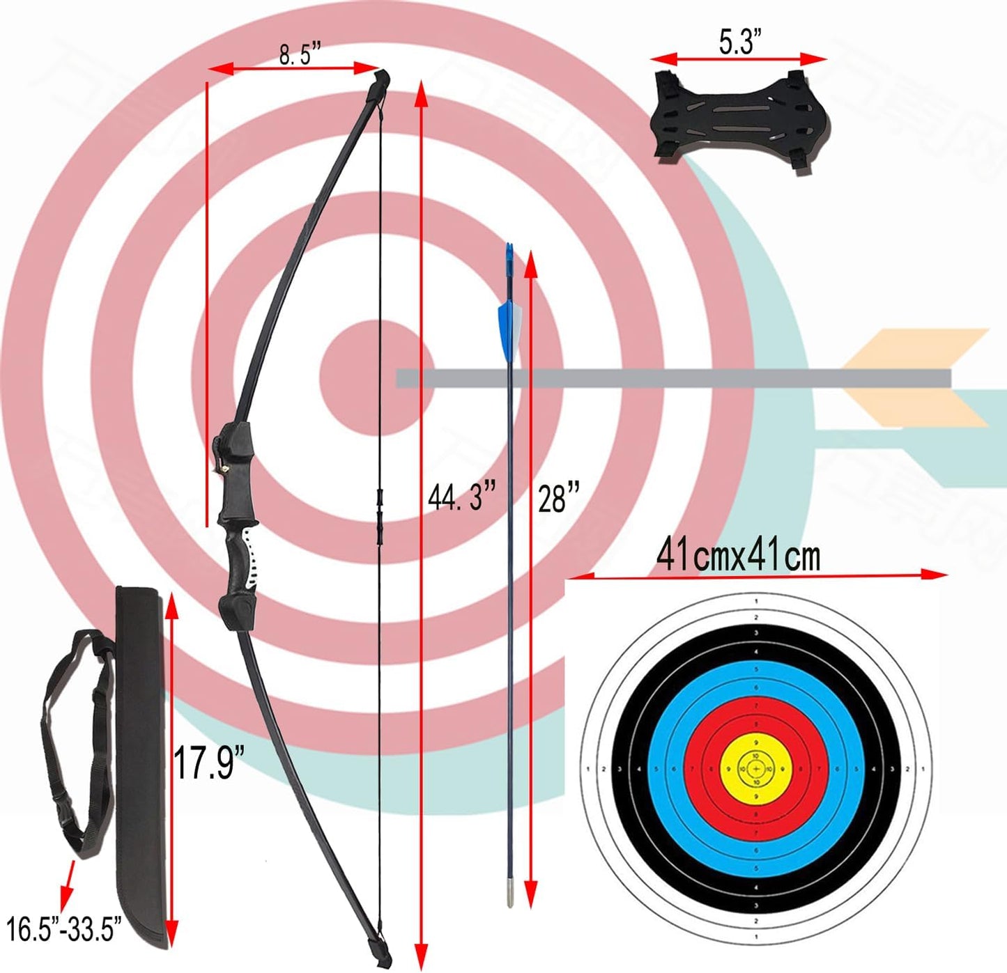 Youth Bow and Arrows Set - 45" Recurve Archery Kit for Kids 8-12 | Includes 9 Arrows & 4 Targets for Outdoor Fun