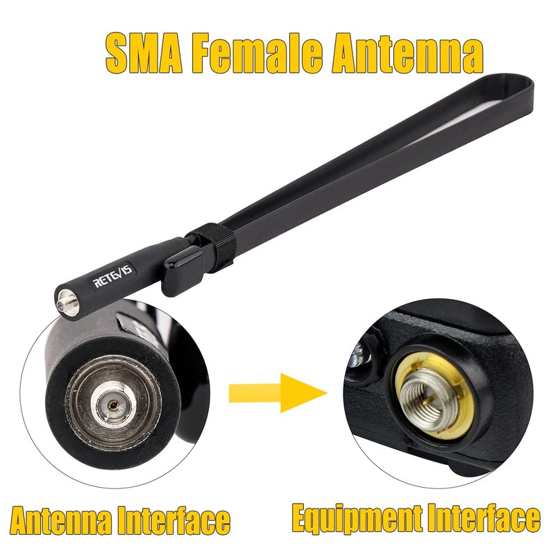 Retevis Ham Radio Antenna, 29-inch VHF/UHF SMA-Female Foldable CS Tactical Antenna, VSWR Less Than 1.5, Compatible with BaofengUV-5R BF-F8HP PRO AR-5RM BF-888S RT29 RT86 C2 RA79(1Pack)