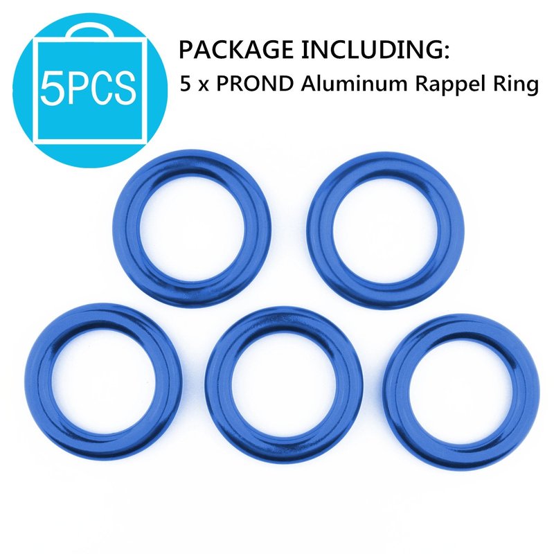 PROND Aluminum Rappel Ring, Climb Perfect Tension Aluminum Alloy O-Ring, 23KN Rappel Rings for Rock Climbing Arborist and Hammock (Blue - 5 Pcs/Pack)