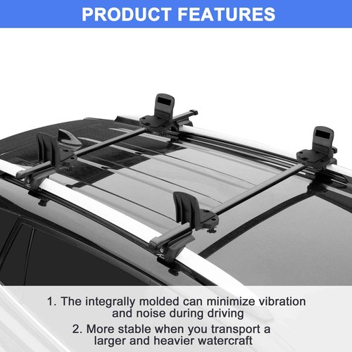 DRSPORTS Heavy Duty Universal Kayak Rack and Canoe Carrier Rooftop Mount on SUV, Car and Truck Crossbar with Bow and Stern Lines Suitable for Canoe, SUP, Kayaks, Surfboard with 2 pcs Tie Down Straps