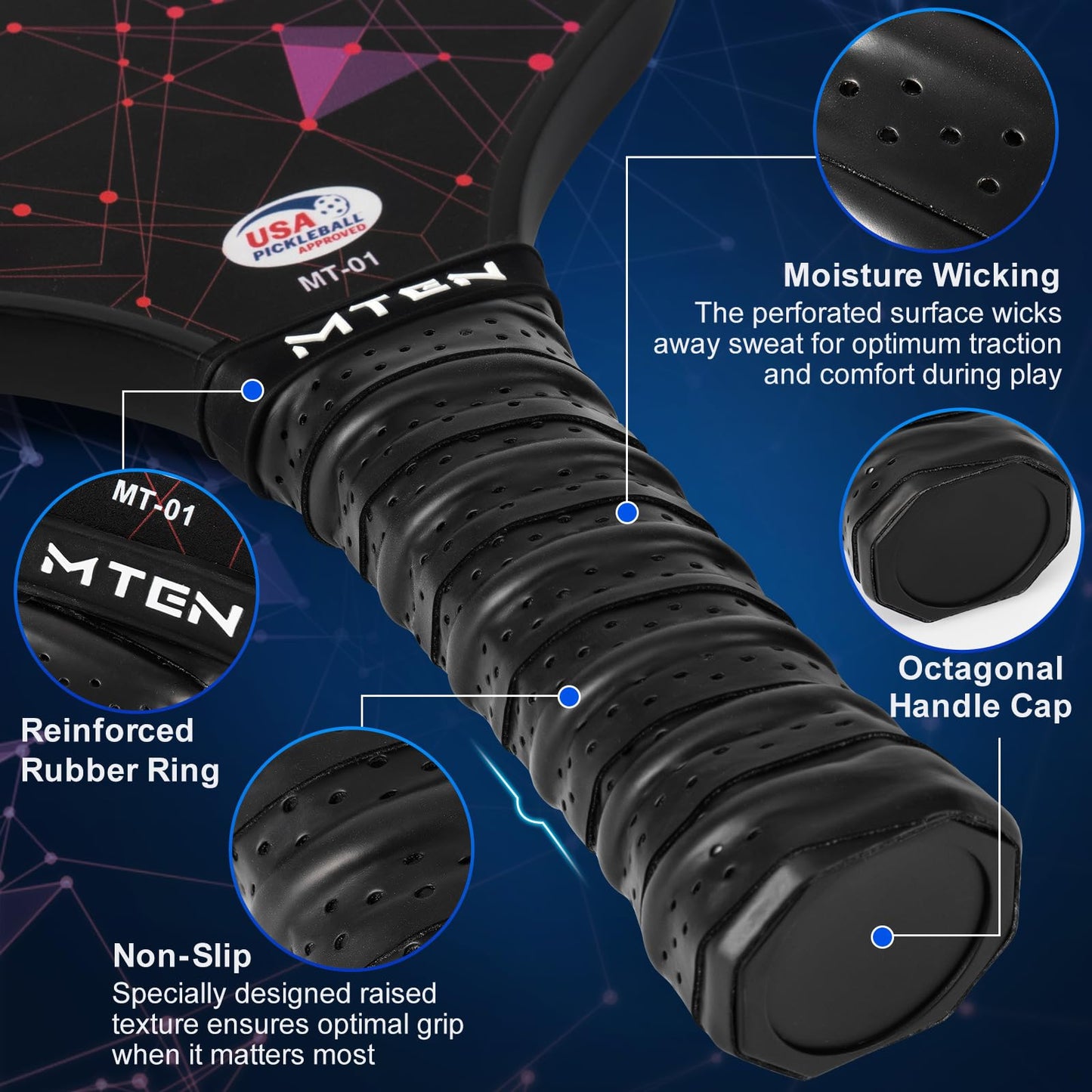 MTEN Pickleball Paddle, USAPA Approved with Protective Cover