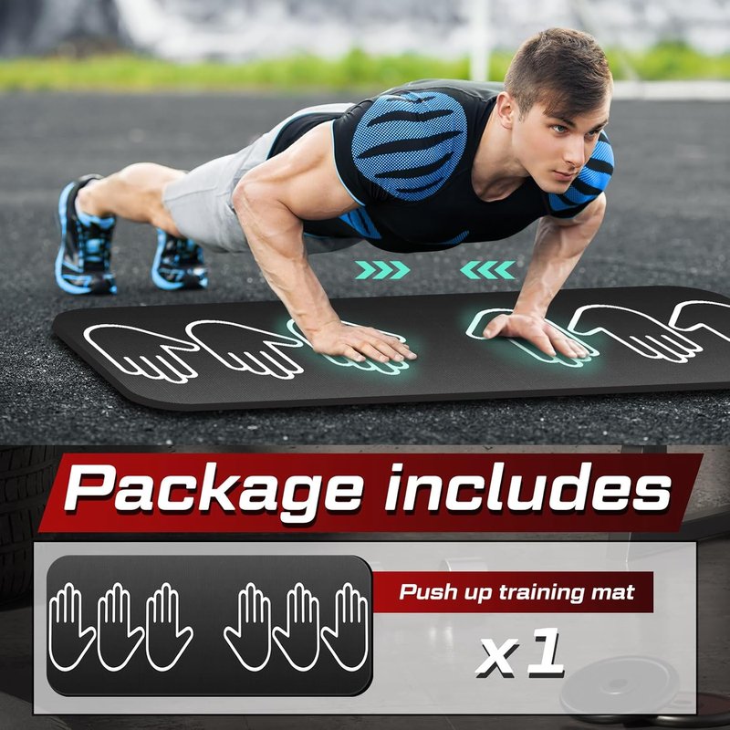 Fitness Workout Push-Up Rollers - Non-Slip Exercise Mat with Hand Placement Marks | 31.5 x 13.8 Inch Portable Home Gym Equipment