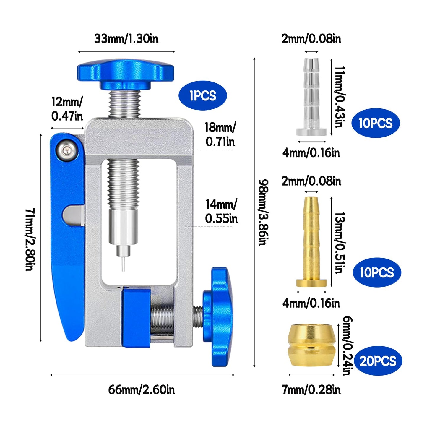 HSOKEW Bike Hydraulic Brake Kit, Bicycle Needle Insertion Tool Bike Hydraulic Disc Brake Hose Line Cutter and Needle Barb Driver Head Brake Lines Tubing Entry Device (PRO-04 + Olive Connector)