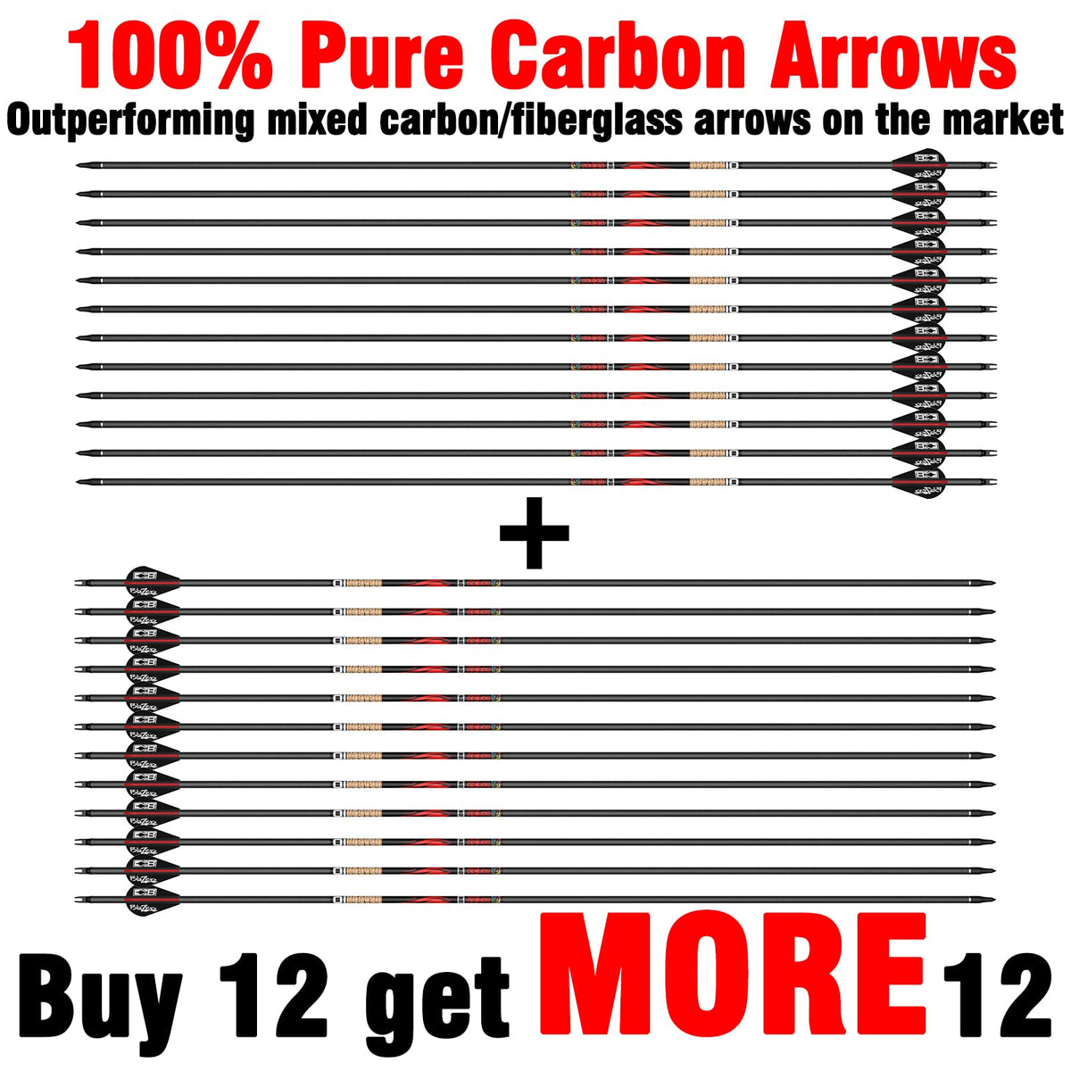 sanlida Dragon Carbon Arrows Pack of 12 (+/-.001" Straightness, 380 Spine)