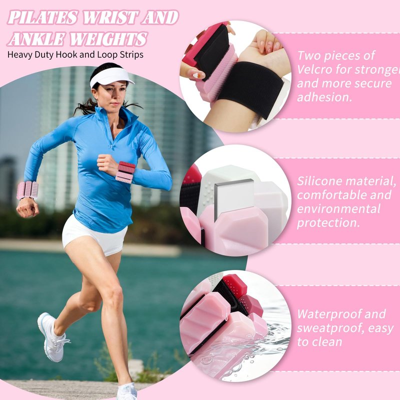 Ankle Weights Resistance Bands Set for Women,Adjustable Wrist Weights Wearable Arm Leg Weight Set of 2(1Lbs Each),Elastic Exercise Loop Bands with 3 Levels(15/25/35 LBS),for Gym, Yoga, Pilates, Cardio & Strength Training