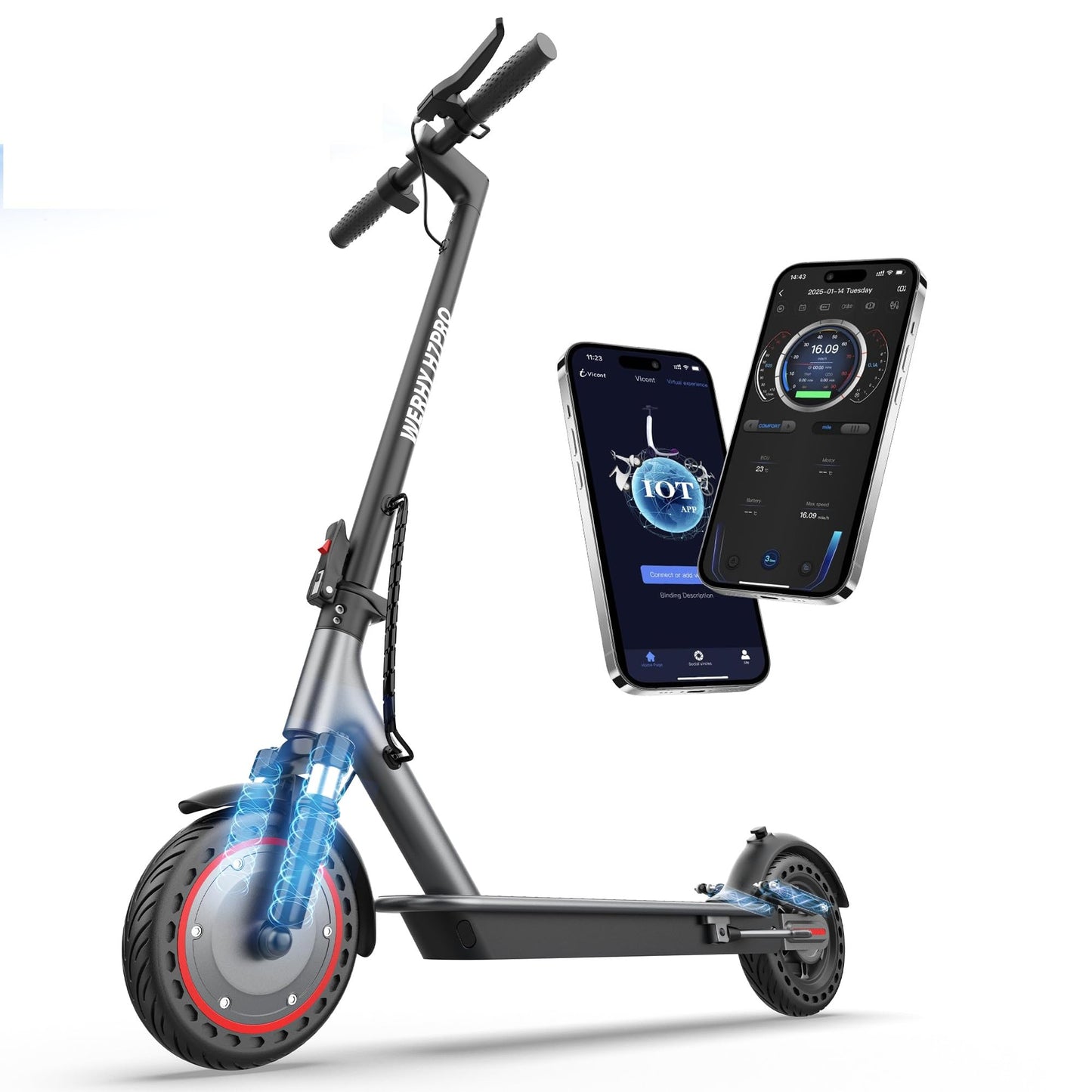Electric Scooter, 350W Powerful Motor,8.5" Solid Tyre,19 Mph Top Speed,12 Miles Long Range, Lightweight Foldable E-Scooter with EABS & Drum Brake