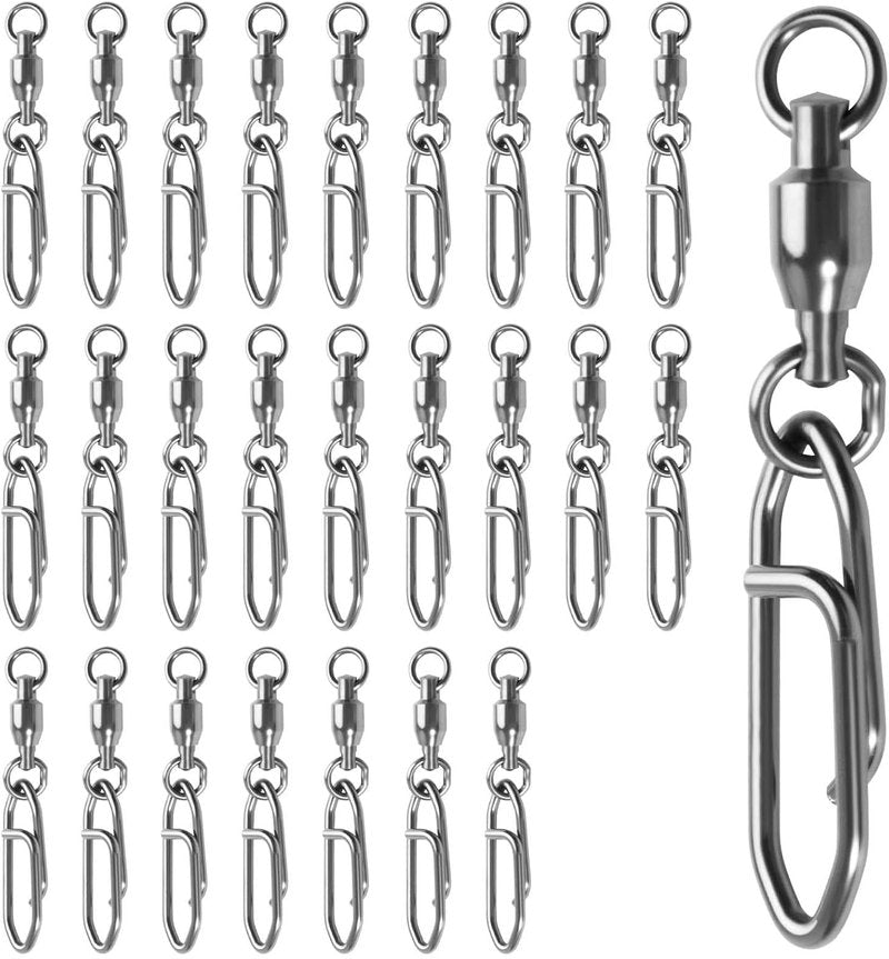 High Strength Snap Swivels - 25 Pack Quick Change Fishing Clips | Stainless Steel, Black Nickel Finish
