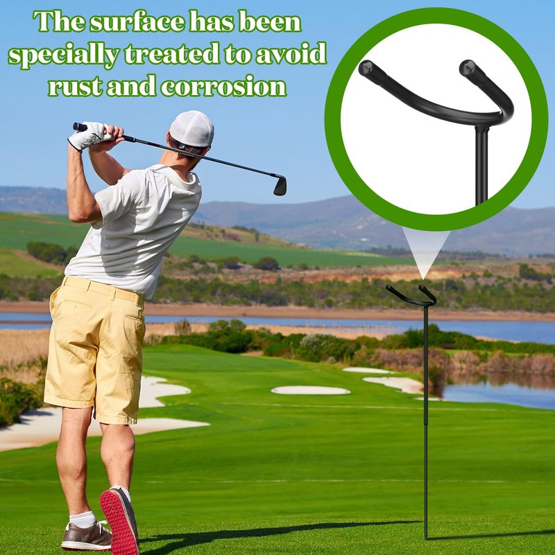 Silipull 2 Pcs U Shaped Golf Holder Keeps Your Clubs Clean Dry and Visible Soft Rubber Covered Metal Protects Your Clubs Bag Easy to Carry (Black)