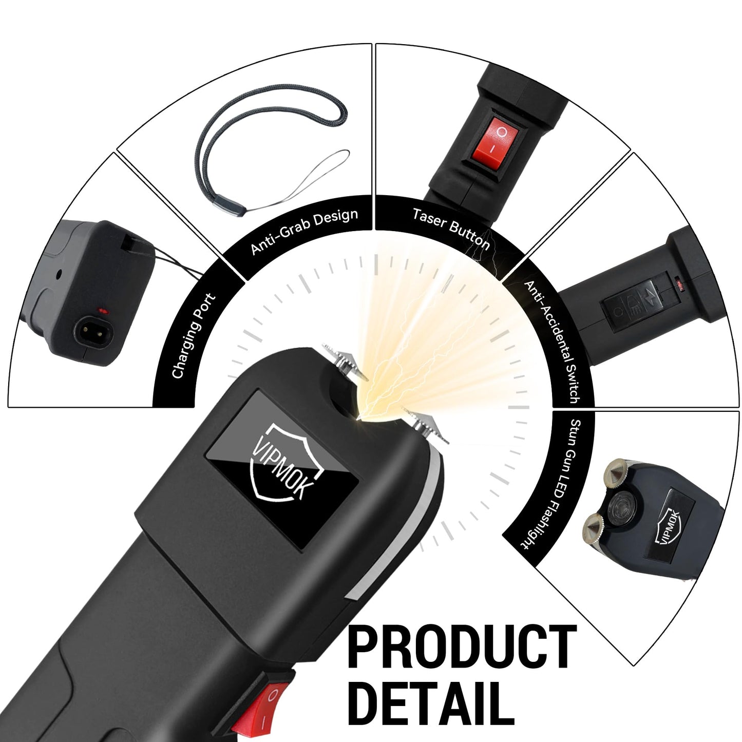 VIPMOK-928 2 in 1 Stun Gun with LED Flashlight Personal Protection Device
