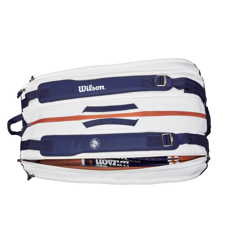 Wilson Roland Garros Super Tour Tennis Racket Bag - Navy/White, Holds up to 15 Rackets