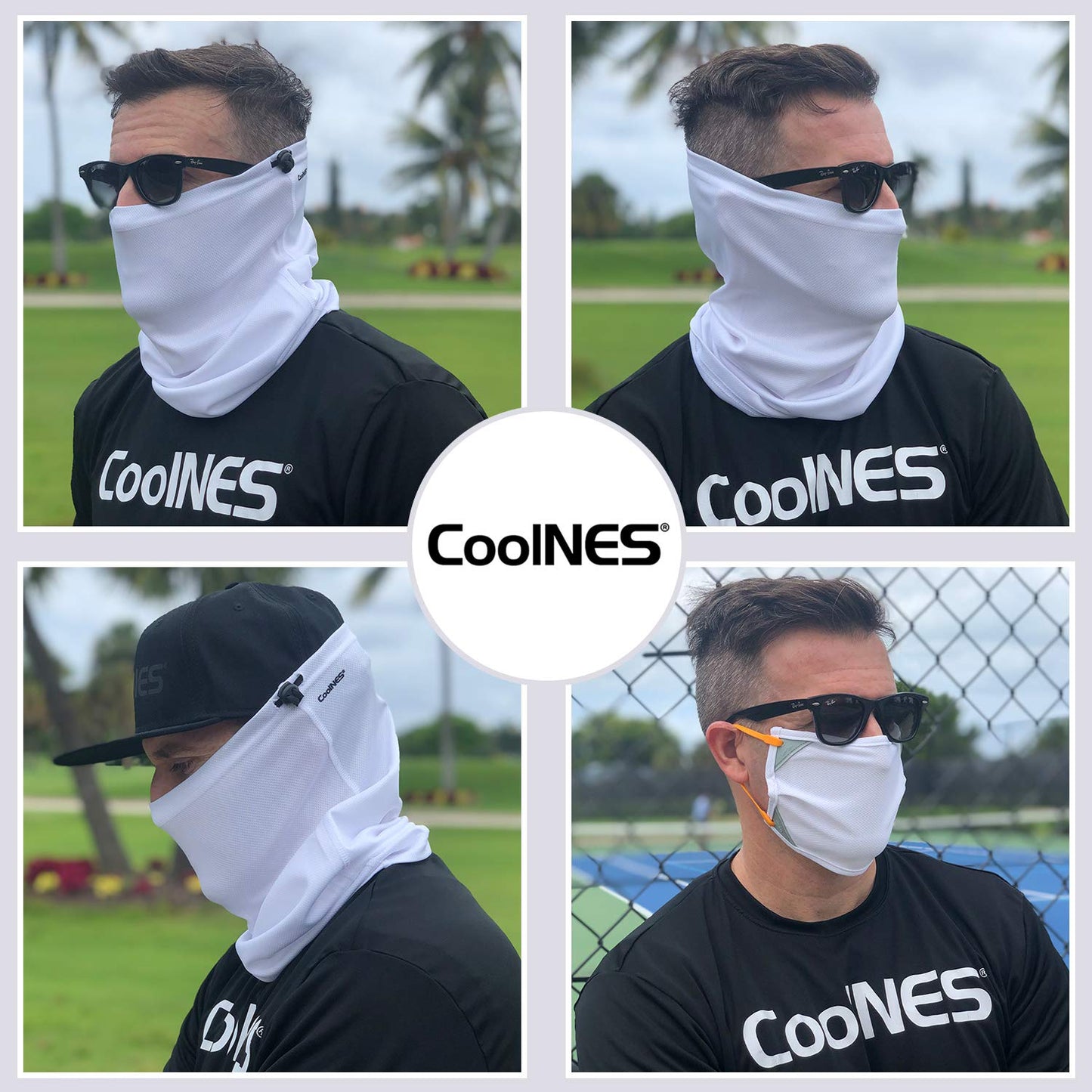 CoolNES - UV Sun Protection Neck Drape Adjustable Multifunctional 2 in 1 Face Covering for Outdoor Fishing - Unisex White