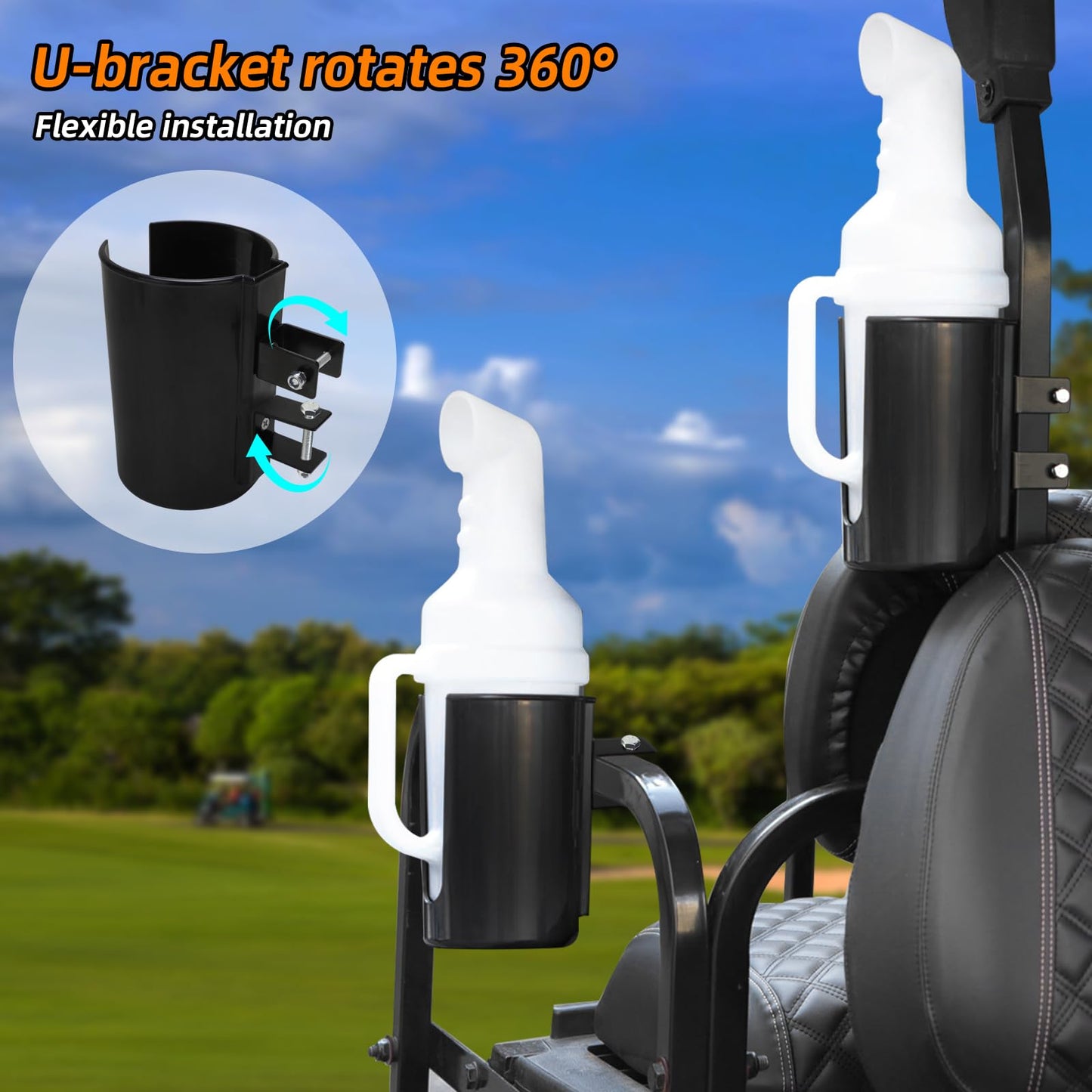 Roykaw Golf Cart Sand Bottle Sand Pot with Holder Universal Divot Filler Sand Bottle Compatible with EZGO, Club Car and Yamaha Models, Large Volume & No Drilling Required, Included Mounting Components