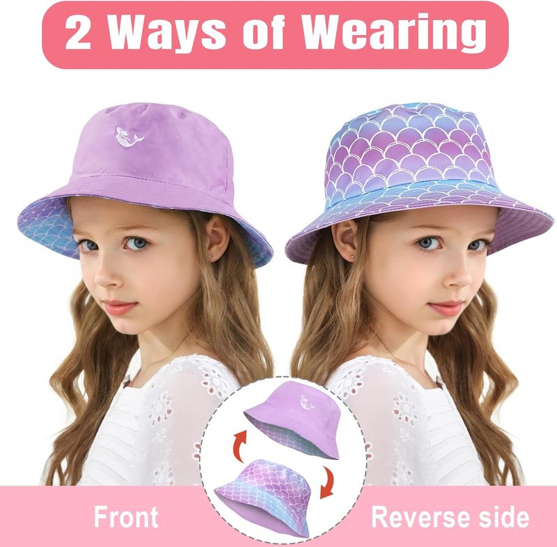 Kids Sun Hat - Double-Sided Bucket Hat for Boys & Girls | Summer Sun Protection, Wide Brim, Unisex Beach Outdoor