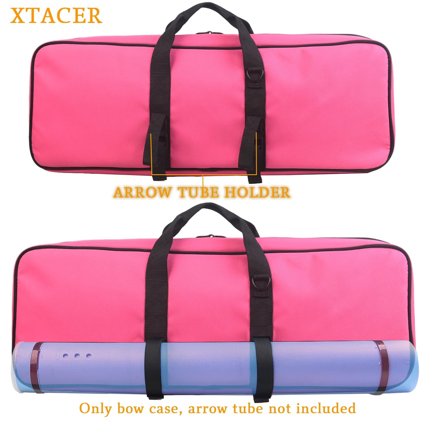 XTACER Tactical Bow Case MOLLE Recurve Takedown Bow Case Fully Padded Case (Hot Pink)