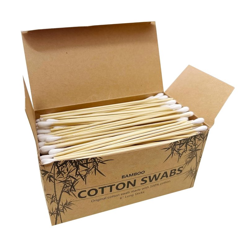 500 PCS 6-Inch Cotton Swabs - Bamboo Handle for Makeup, Gun Cleaning & Pet Care