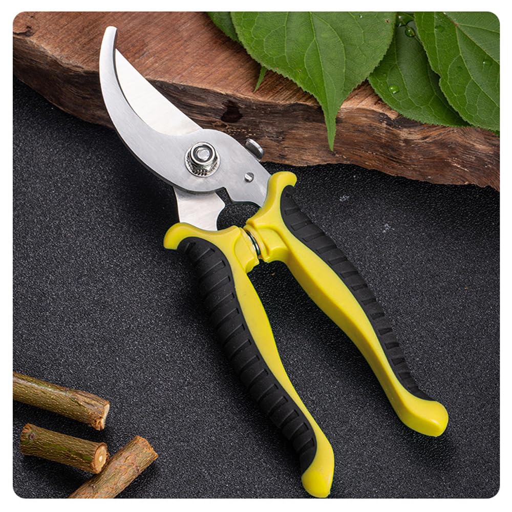 7.5" Garden Shears Professional Stainless Steel Pruning Shears for Gardening, Sharp Handheld Heavy Duty Garden Hedge Clippers/Scissors Pruners Tools - Yellow