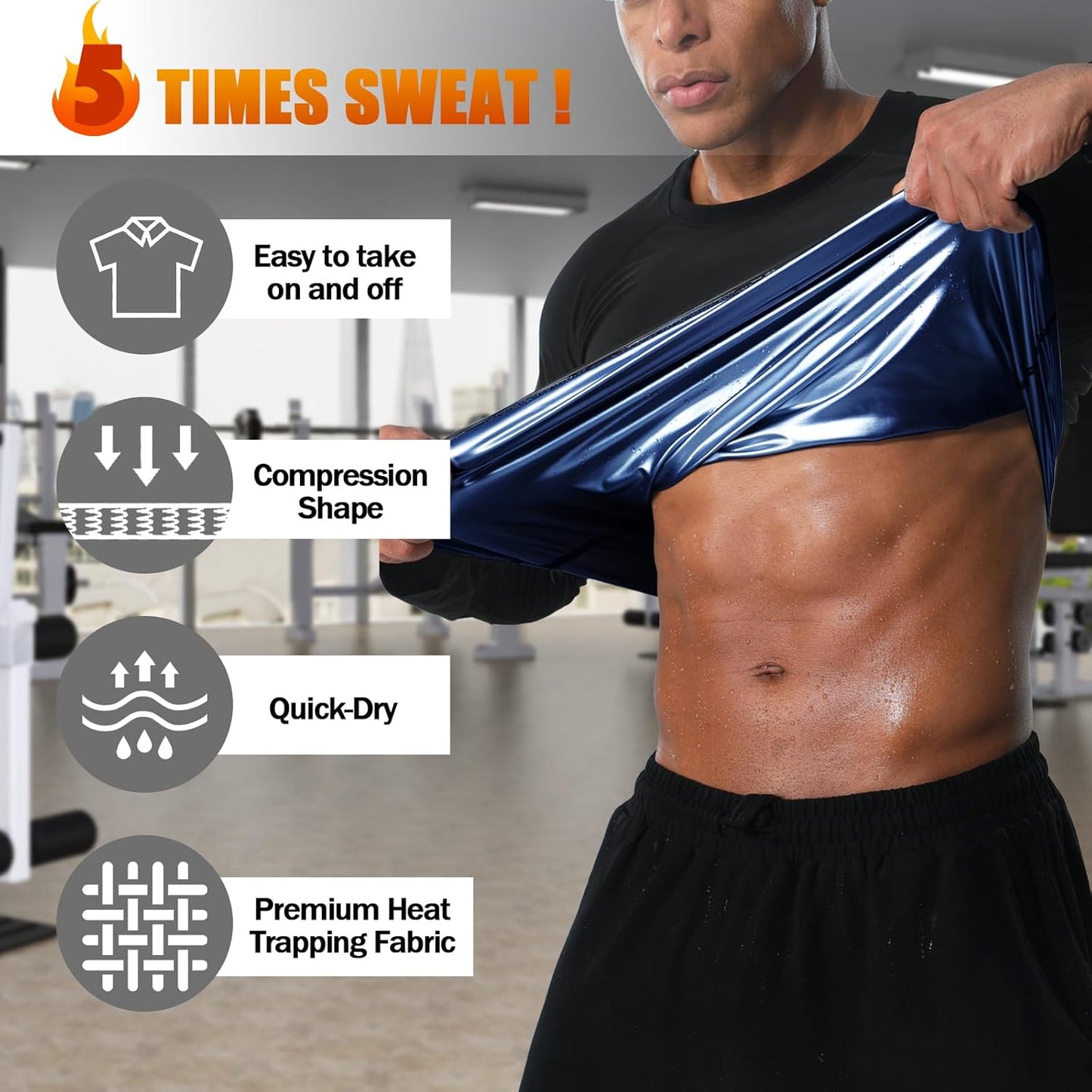 Men's Sauna Shirt - Weight Loss Sweat Suit for Effective Body Shaping | Compression Workout Gear