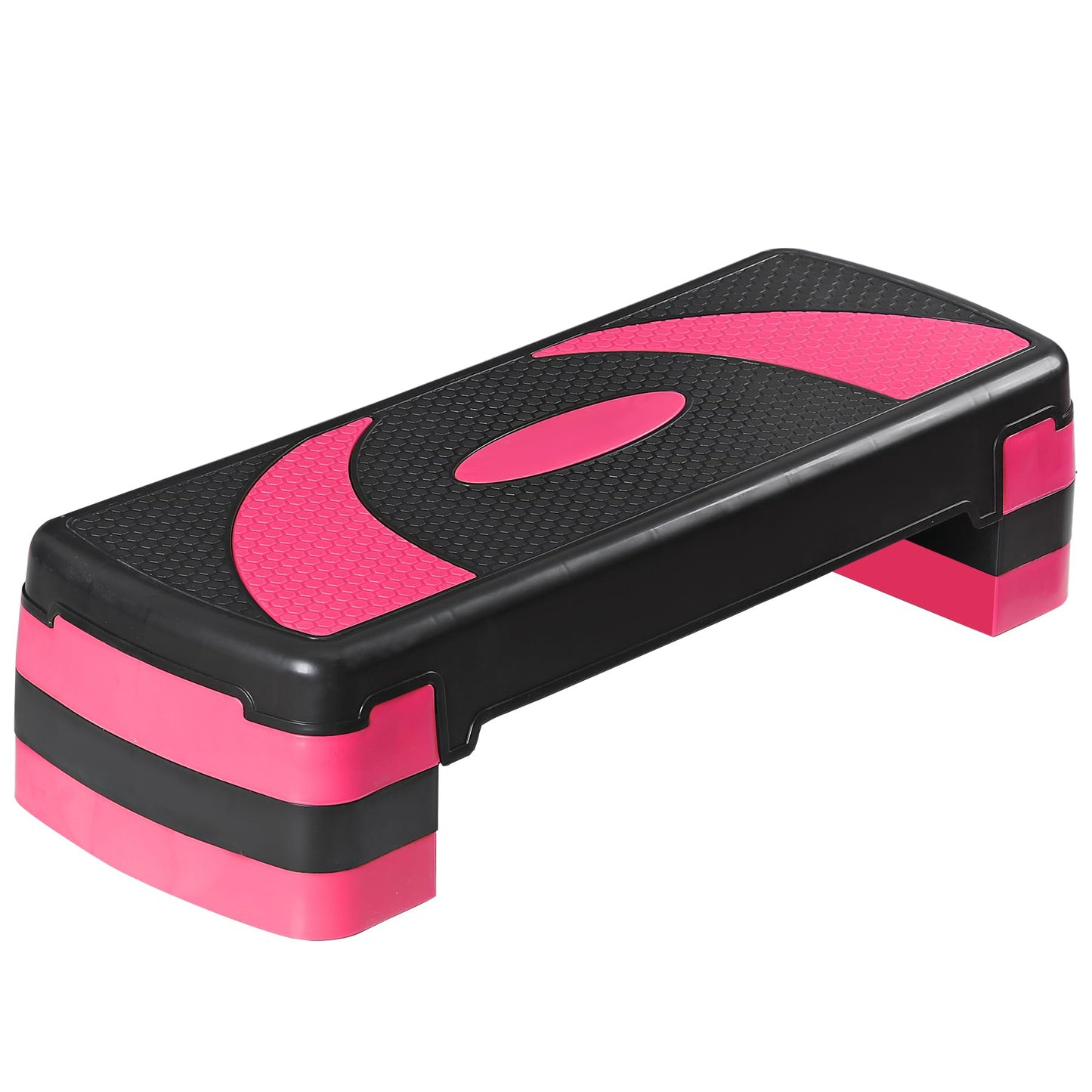 JungleA 31" Aerobic Step Platform, 3 Levels Height Adjustable Steppers For Exercise at Home Gym, Cardio Workout Step Platform Wide Bench, 4 Stackable Risers, Non Slip Fitness Stepper Up Box, Pink