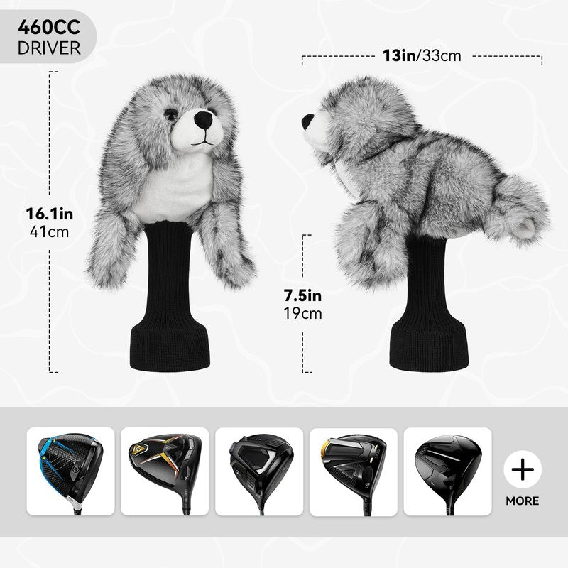 Big Crazy Animal Driver Headcover, Golf Head Covers, Seal Design, Plush Funny Driver Headcover Long Neck Protection, Golf Gift for Men Women, Fits 460CC Driver Head