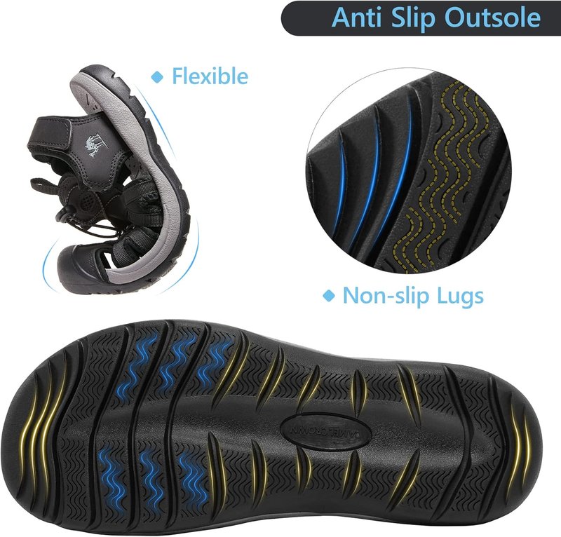 Men's Hiking Sandals - Closed Toe Waterproof Outdoor Beach Shoes | Sport Fisherman Design