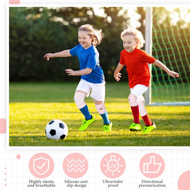 Relaxgiant 2 Pcs Kids Knee Brace, Youth Knee Compression Sleeve for Children Support for Boys Girls Basketball Volleyball Sports Gymnastics(Pink,Medium)