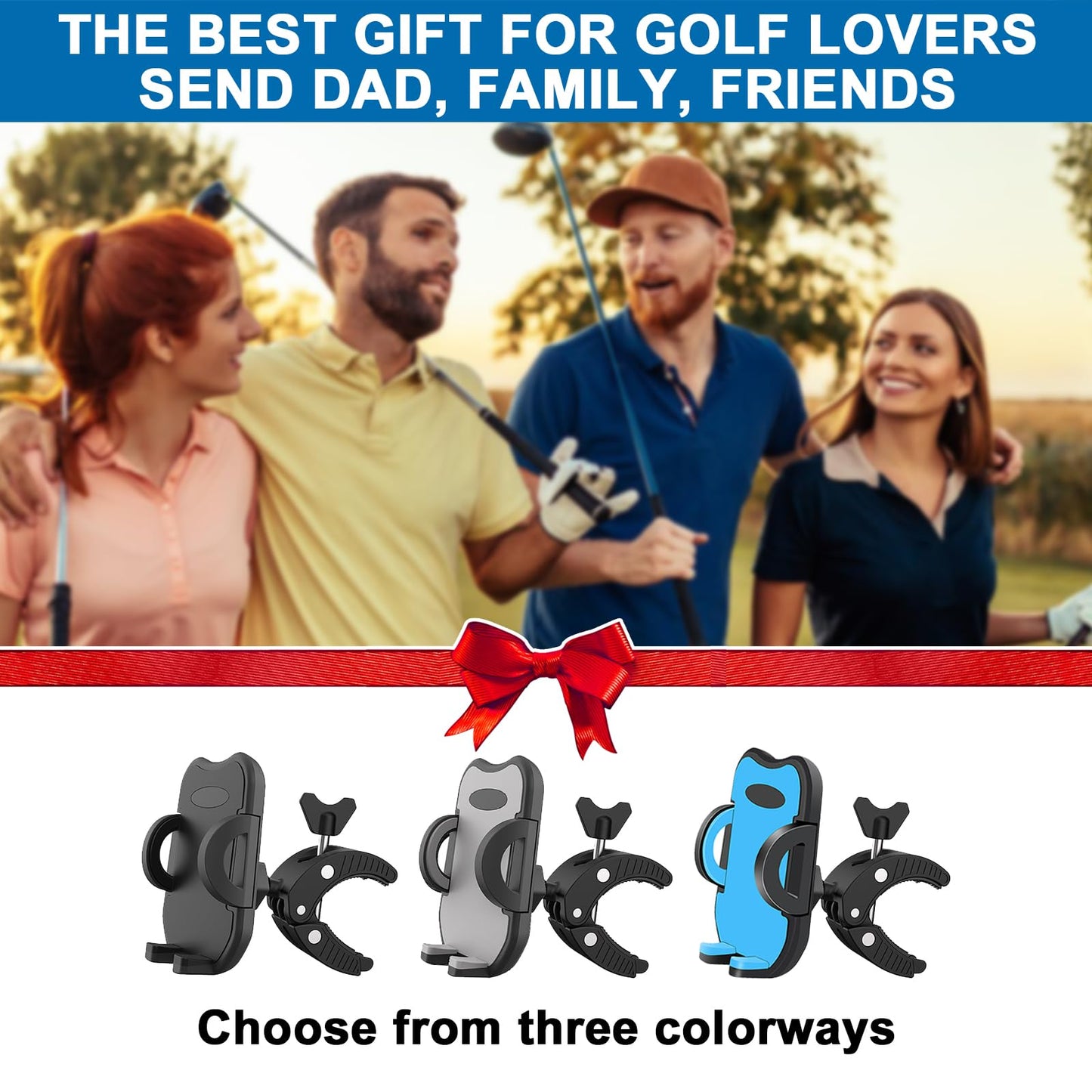 ONHAWKS-Golf Cart Cell Phone Holder Record Swing and Putting Accessories| Selfie Putter Training Aid Works with Any Golf Bag, Club and Alignment Sticks