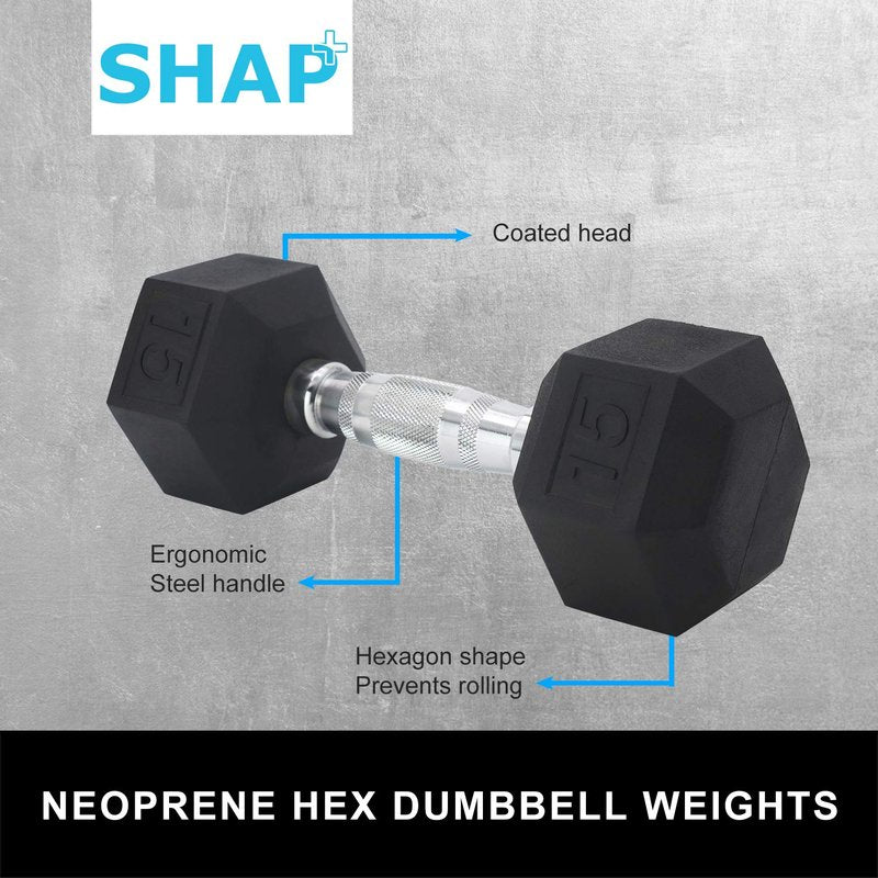 SHAP+ Dumbbell Weight Sets for Strength Training, 15 or 20 Pound Dumbbells Set of 2 for Home Gym, Weights Training and Home Workout. 15~20 lb Dumbbells Weights for Women & Men at Home, 15lb pair
