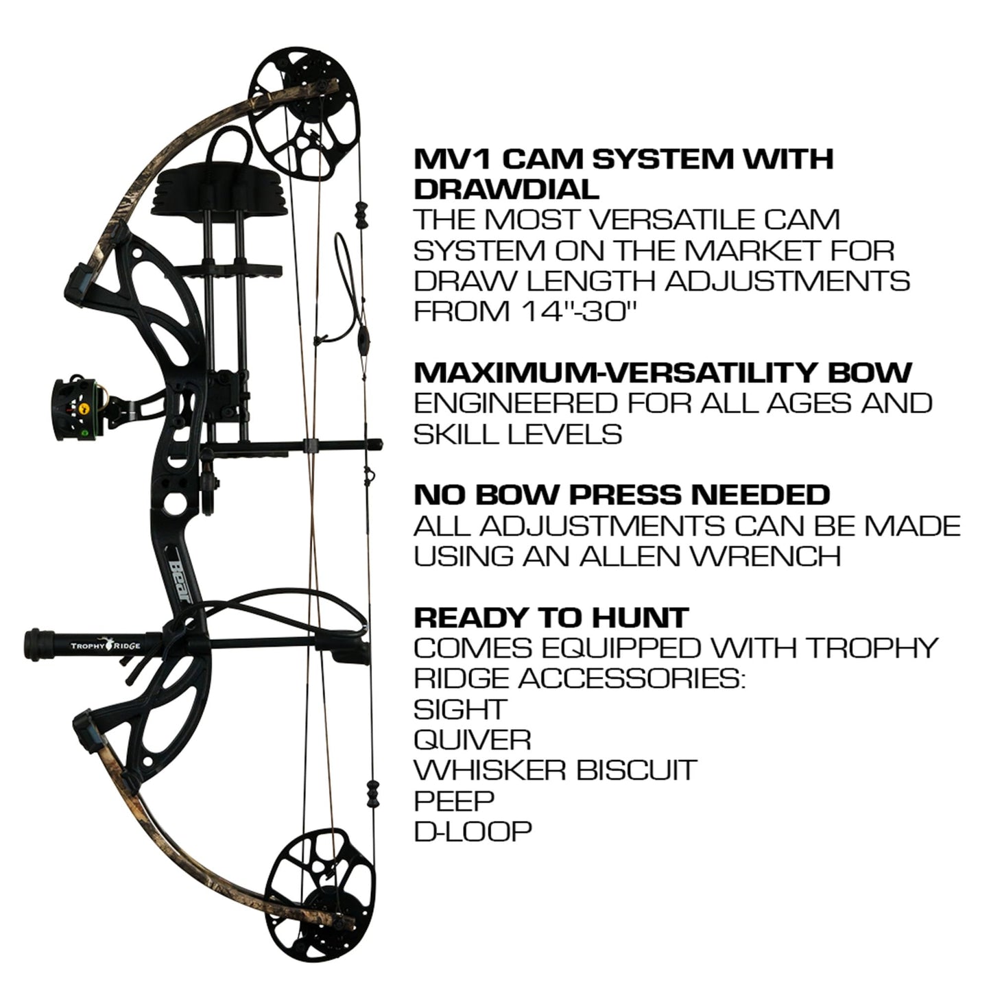 Bear Archery Cruzer G3 Ready to Hunt Compound Bow Package for Adults and Youth, Right Hand, Fred Bear